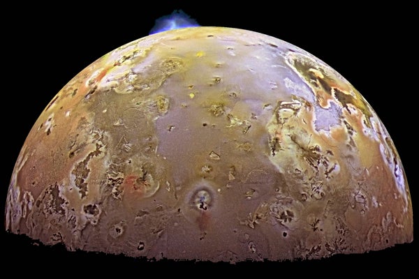 A mosaic image of Jupiter's moon Io